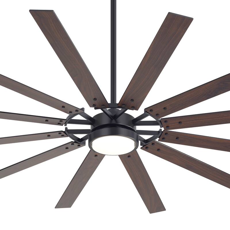72"/80" Large Windmill Ceiling Fan with Light and Remote(12 Reversible Blades)