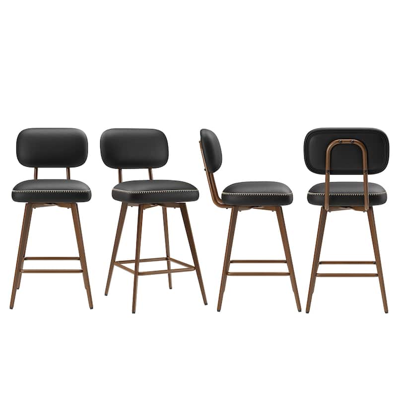 RENEWLINE Modern Swivel Bar Stools, 26 Inch Counter Stools(Ser of 2/3/4/6) with Backrest & Waterproof PU Leather