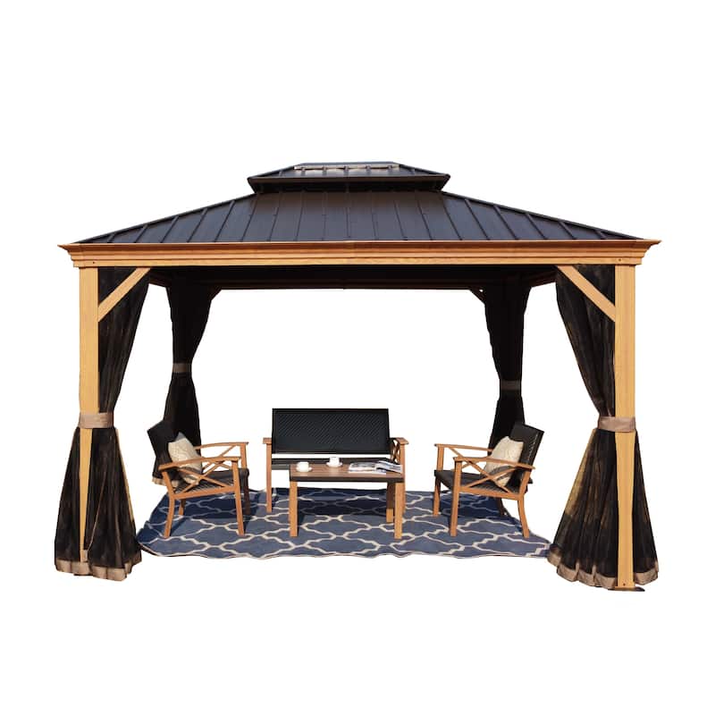 Kozyard Apollo Wood-look Aluminum Hardtop Gazebo