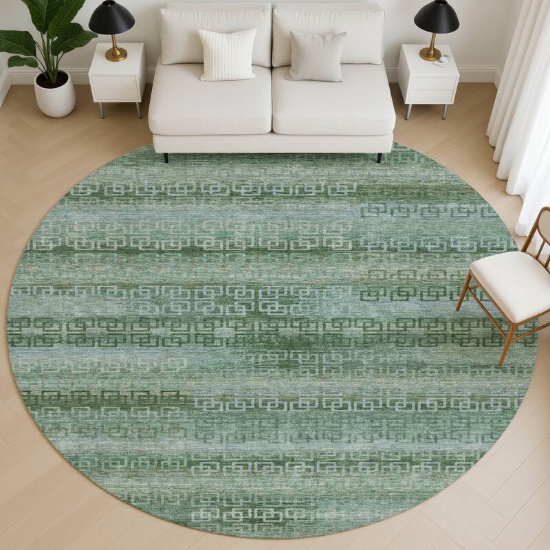 Premium Washable Super Soft Modern Stripe Mayfield Rug - Aloe - 8' x 8'