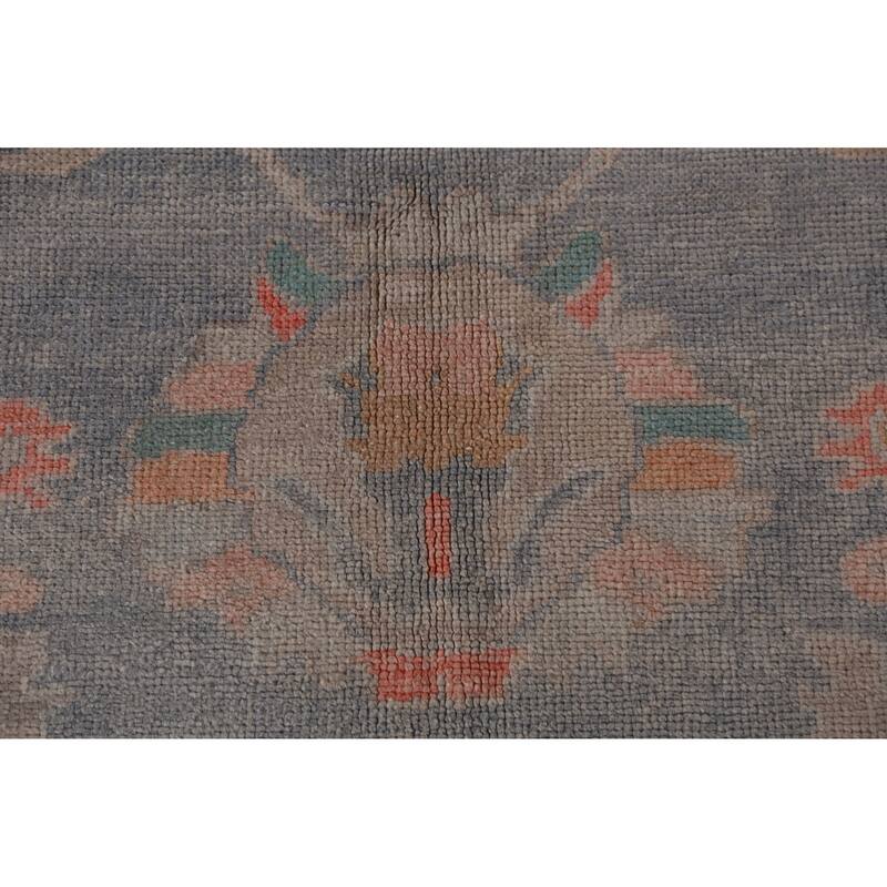 Hand Knotted Oriental 100% Wool Carpet Transitional All-Over Navy Blue & Blues Oushak Area Rug - 9' 4'' X 8' 1''