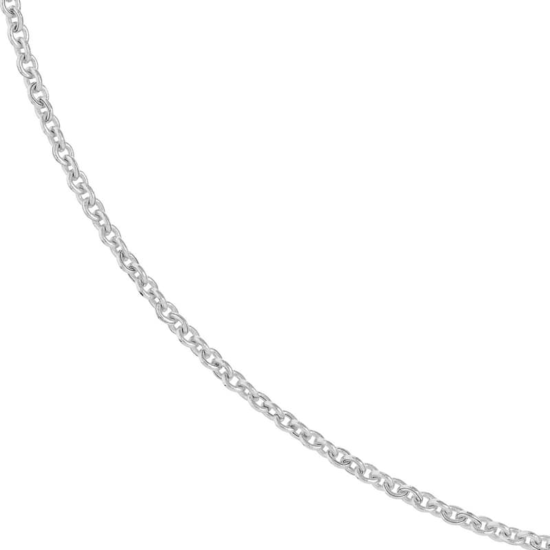 Curata 14k White Gold 1.45mm Hollow Cable Chain Necklace (Lobster)
