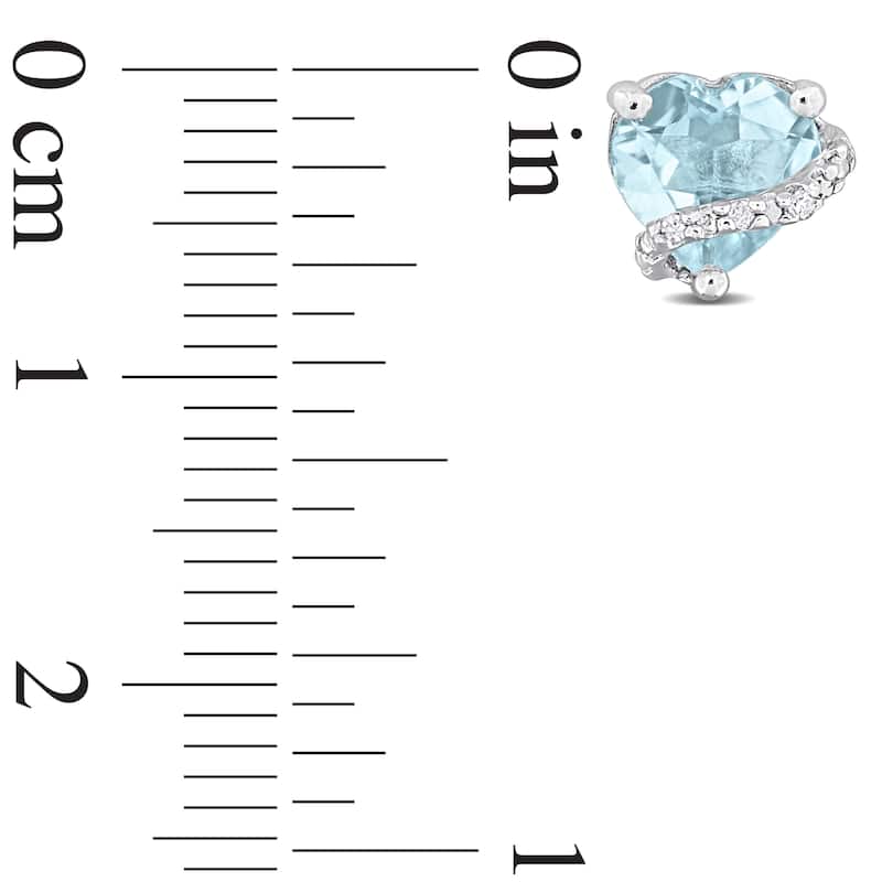 Miadora 2ct TGW Sky Blue Topaz and Diamond Accent Heart Stud Earrings Sterling Silver