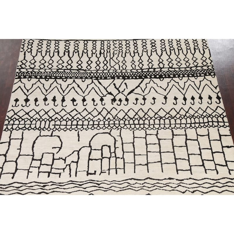 Vegetable Dye Moroccan Contemporary Area Rug Hand-knotted Wool Carpet - 8'1" x 9'9"