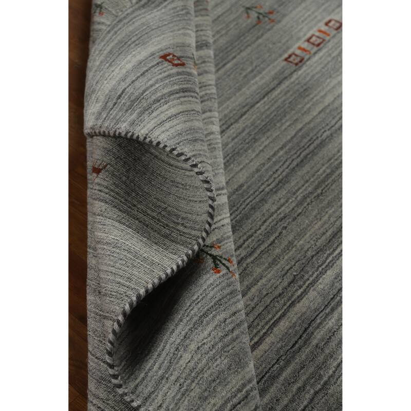 Hand Knotted Oriental 100% Wool Carpet Tribal Animal Pictorial Greys & Charcoal Gabbeh Area Rug - 8' 0'' X 5' 0''