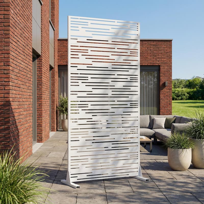 Shine Metal Privacy Screen Panel Free Standing - White - 72"x35"