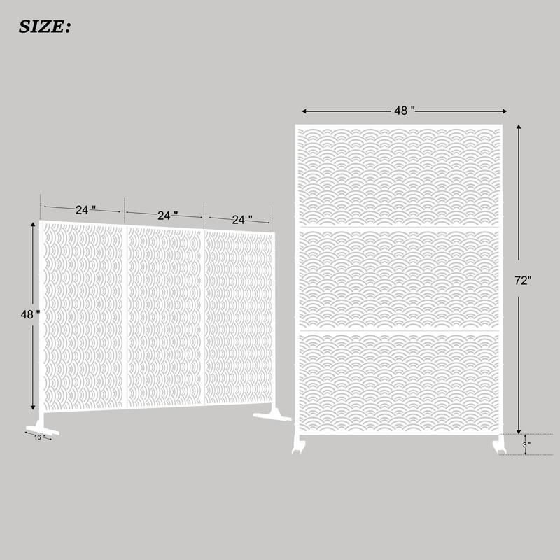 Metal Privacy Screen Wall Decoration Free Standing-6.3 ft. H X 4 ft. W