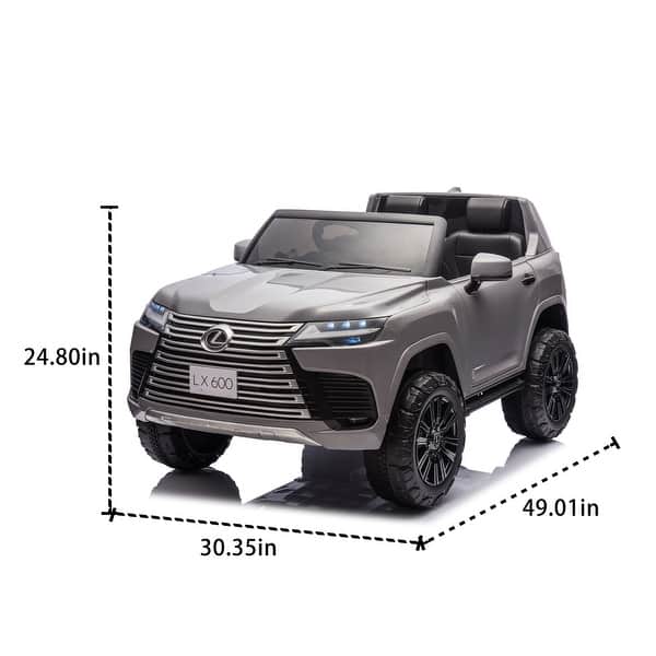 dimension image slide 0 of 2, Kids 24V Lexus LX600 Ride-On Car, Two-Seater, Remote Control, LED Lights, Dual Motors, Ages 3-7