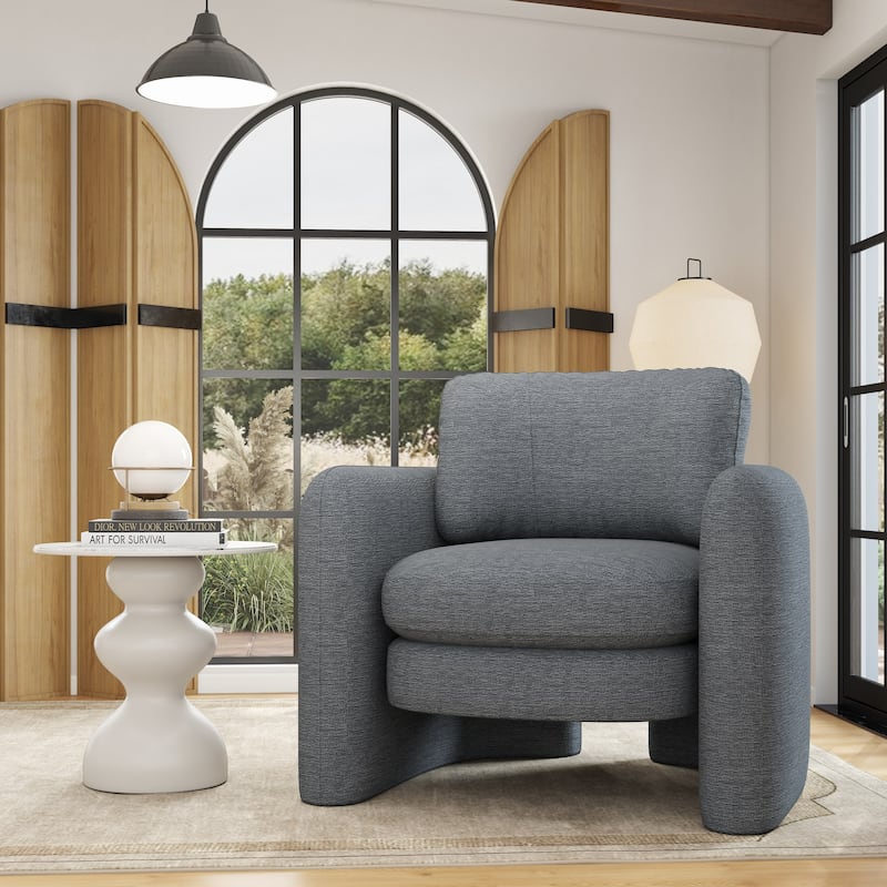 Upholstered Barrel Armchair - Grey