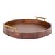 Kate and Laurel Lipton Round Decorative Tray with Metal Handles - 18" Diameter - Light Walnut Brown/Gold