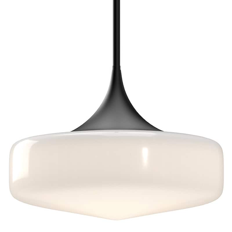 Alora Lighting PD440814GO Lincoln 14" Wide Pendant with Glossy Opal - Matte Black