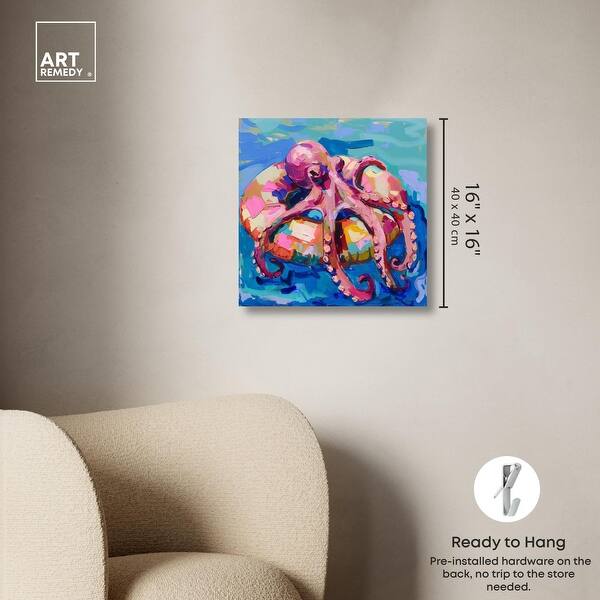 dimension image slide 0 of 6, Pool Floatie Octopus Canvas Trendy Animal Art by Art Remedy, Gallery Wrapped