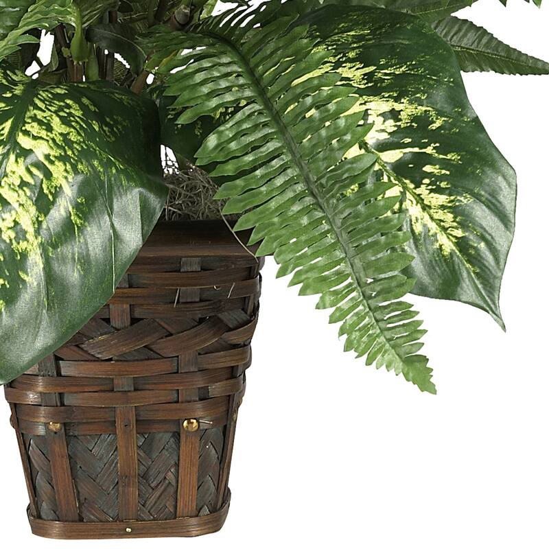 Zebra Plant with Basket, 26" Artificial Greens Decor, Office Home Accent, Silk Foliage Arrangement, Modern Plant - 2.17ft.