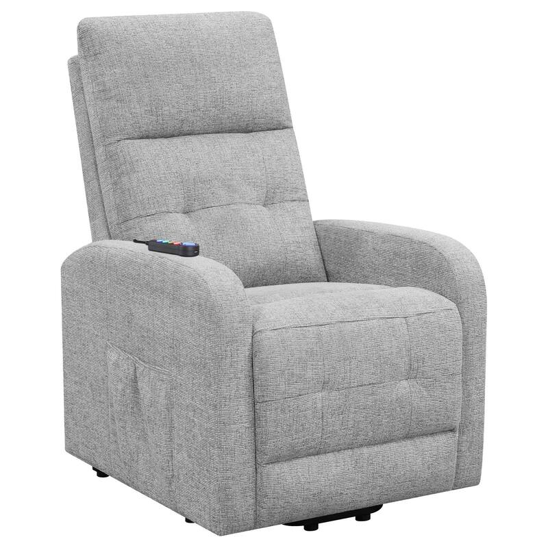 Chenille Heated Massage Power Lift Recliner with Cool Gel Memory Foam Cushion, USB Ports, Storage Pockets