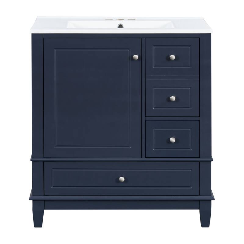 30"Freestanding Bathroom Vanity with Ceramic Sink - Blue