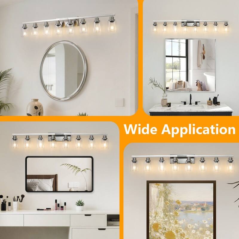 Bathroom Vanity Light With Clear Glass Shades For Vanity Mirror, Bathroom, Or Hallway