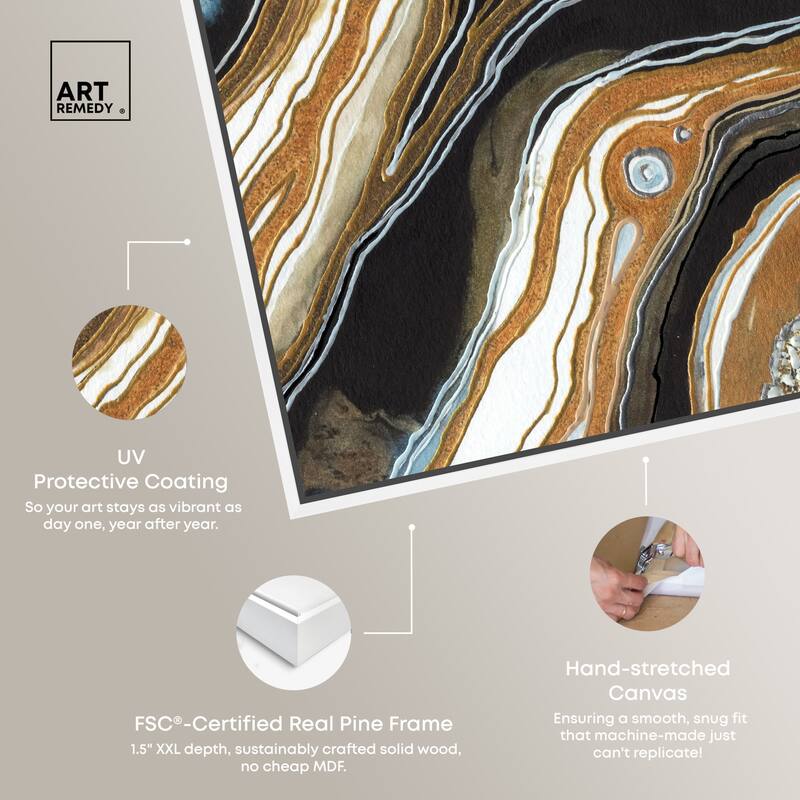 Art Remedy Black And Gold I Framed Mineral, Agate & Geode 1 Piece Canvas Wall Art