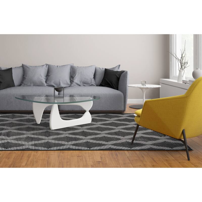 Alexander Geometric Diamonds Rug, Charcoal Gray, Accent Rug
