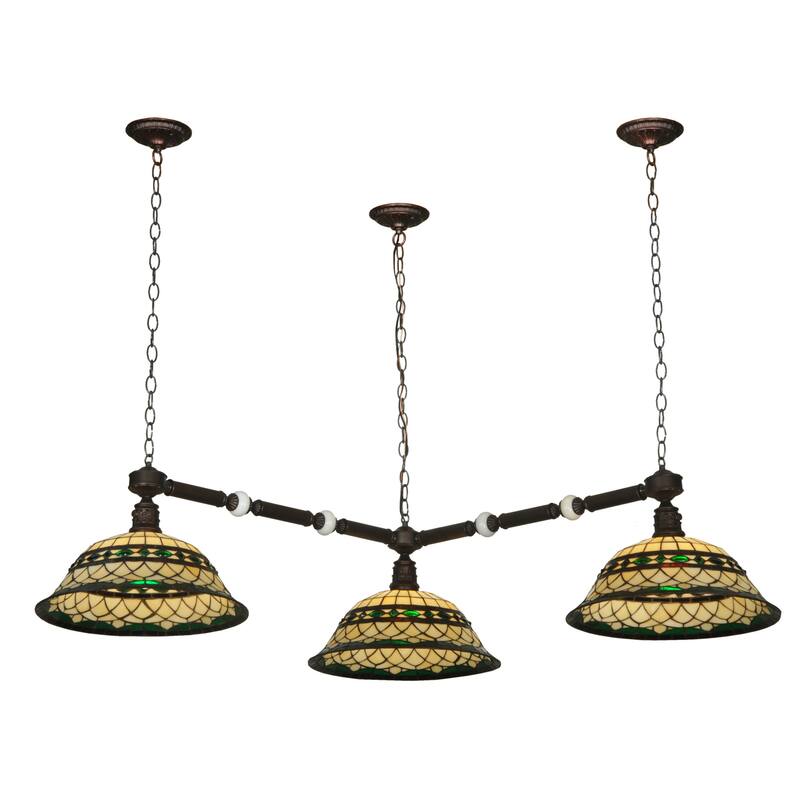Meyda Tiffany 45" Wide Tiffany Roman 3 Light Corner Pendant - Beige Green