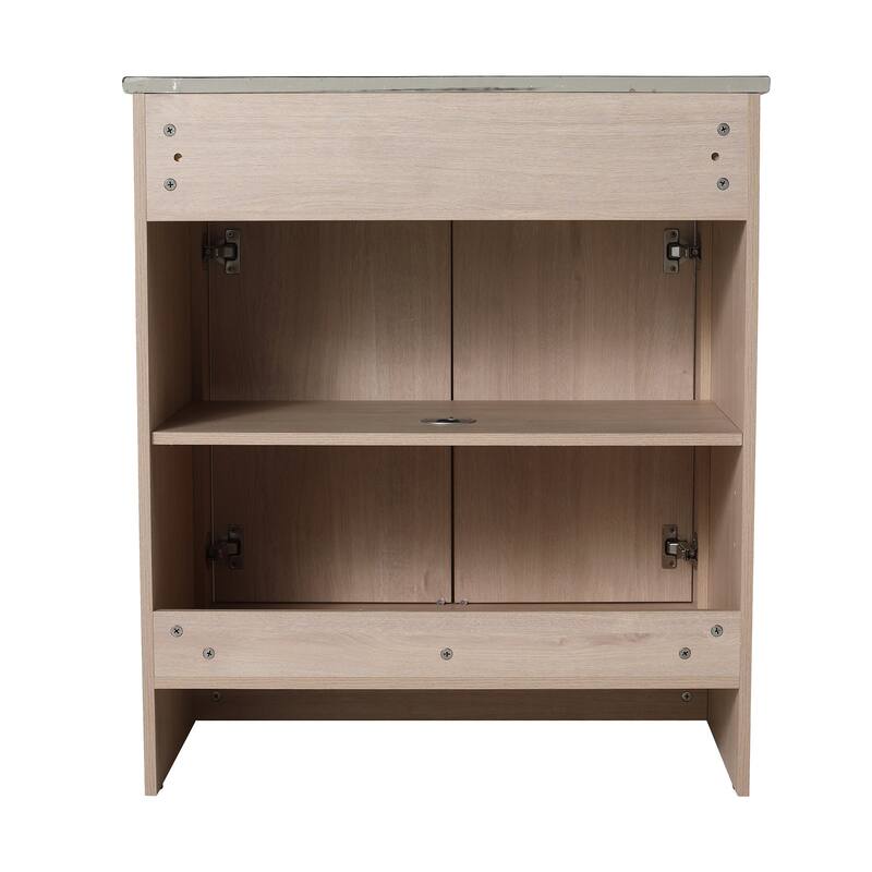Freestanding Plywood Bathroom Vanity Set in Plain Light Oak with Integrated Sink