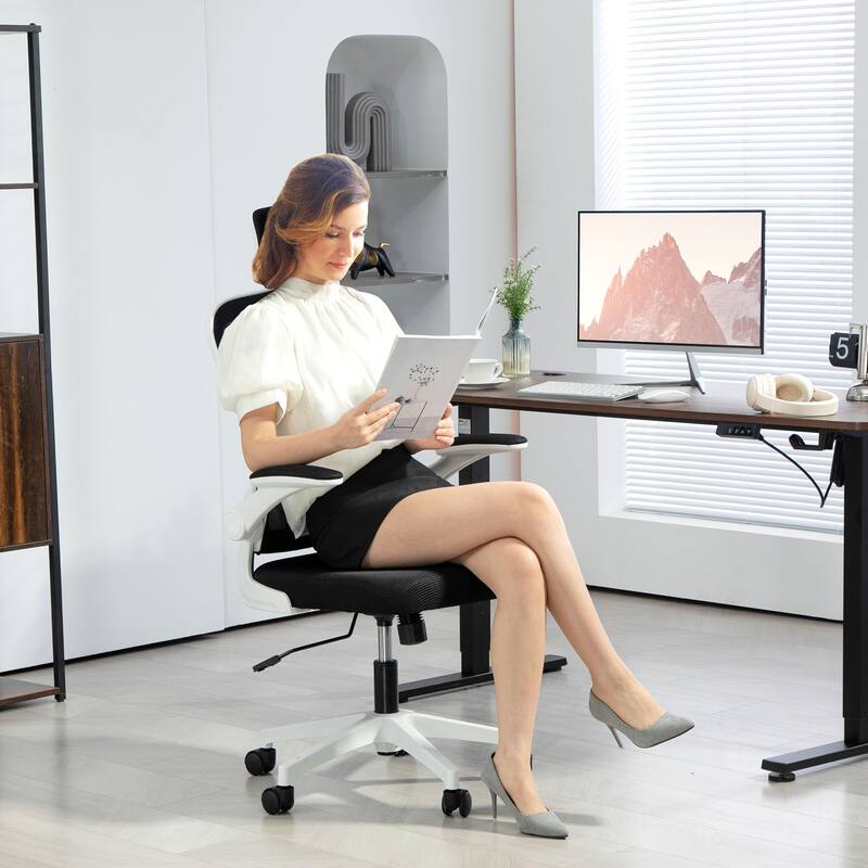 Modern Massage Office Chair with Adjustable Headrest and Lumbar Support and Foam Seat Cushion