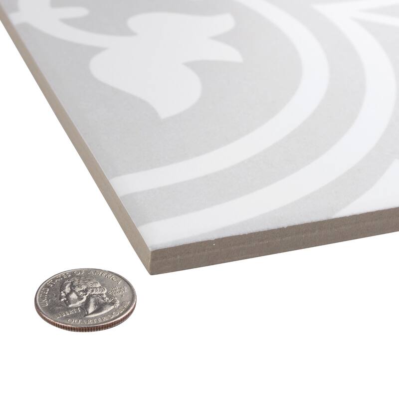 Merola Tile Arte Soft Grey 9-3/4" x 9-3/4" Porcelain Floor and Wall Tile