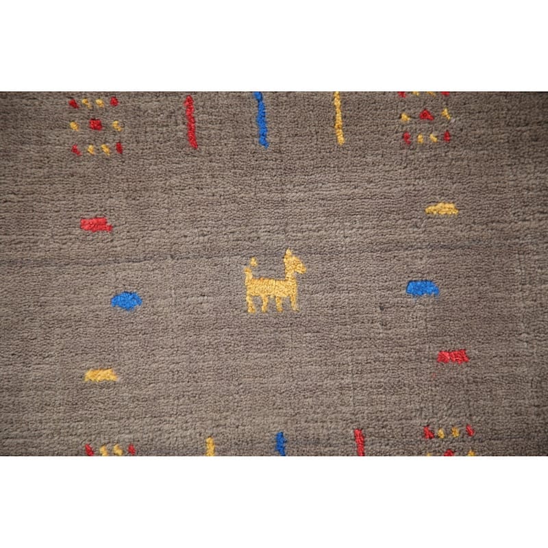 Tribal Gabbeh Oriental Square Area Rug Handmade Wool Carpet - 7'10" x 7'9"