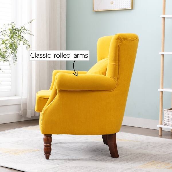 Modern Wingback Chair Button Tufted Nailhead Trim Accent Armchair Overstock 31423775