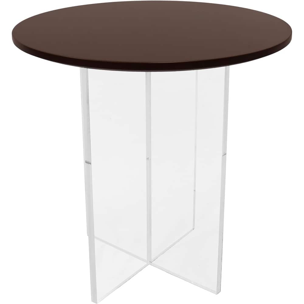 Valore Modern Wood Side End Table W Acrylic Base - Round Accent Center Coffee Table for Living Room Bedroom Home Office