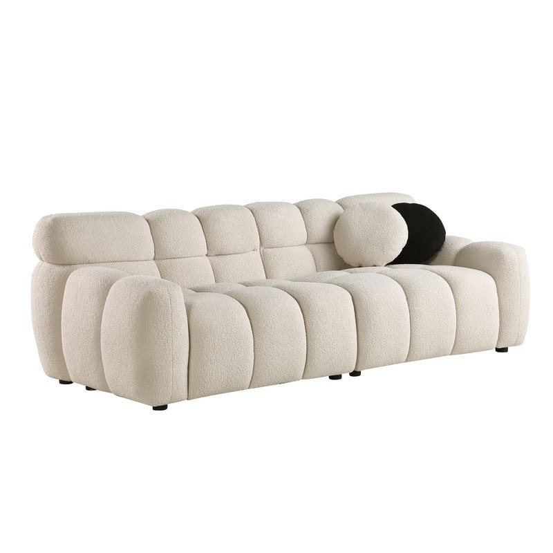 Two Sizes Of Teddy Velvet Upholstered Sofa