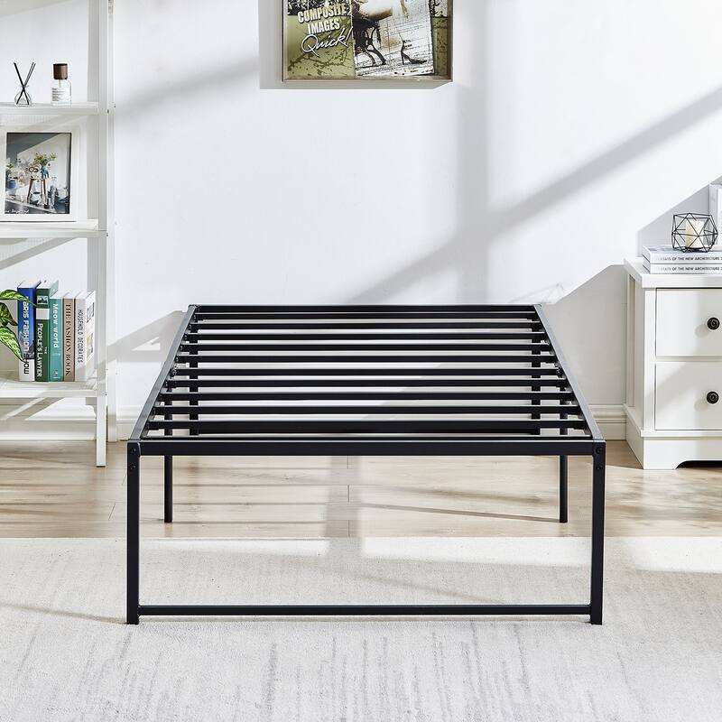 Javlergo 16 Inch Metal Platform Bed Frame - Black - Twin