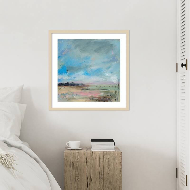 Copse and Sky by Lesley Birch Wood Framed Wall Art Print - Svelte Natural