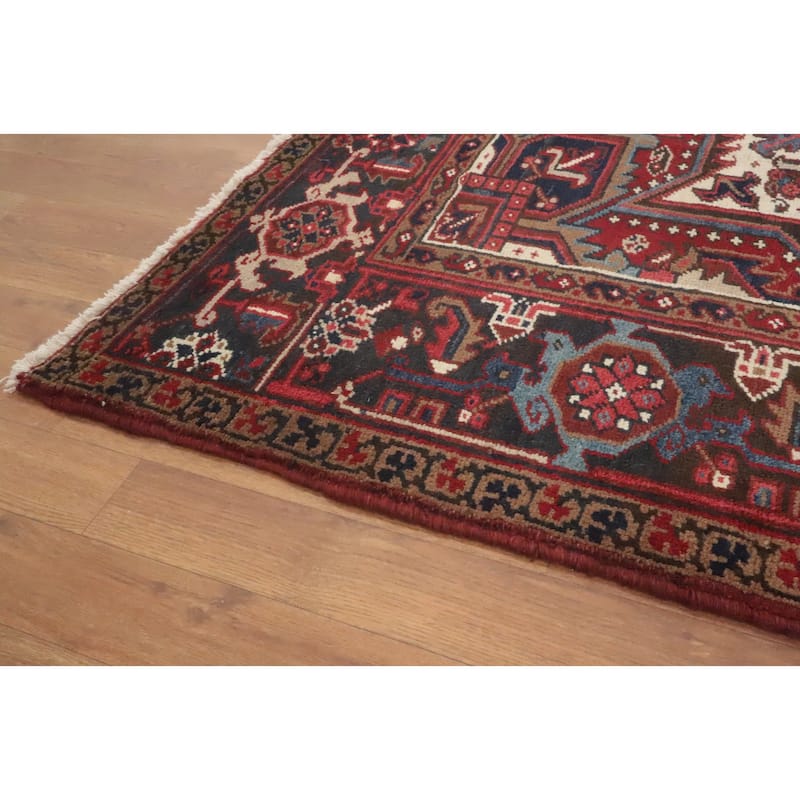 Hand Knotted Oriental 100% Wool Carpet Traditional Medallion Red Heriz Area Rug - 10' 9'' X 8' 9''