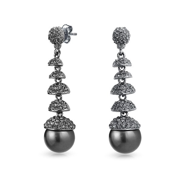 Bling Jewelry Imitation Pearl Crystal Chandelier Earrings Bling Jewelry Imitation Pearl Crystal Chandelier Earrings Gunmetal Plated Br