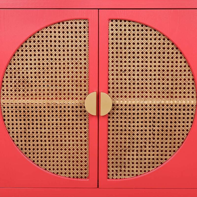 Woven Rattan Wicker Doors Accent Cabinet Sideboard