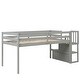 preview thumbnail 7 of 8, Contemporary Twin Size Loft Bed with 2 Storage Staircase and Guardrails, Space for Entertainment, Solid Construction, Grey