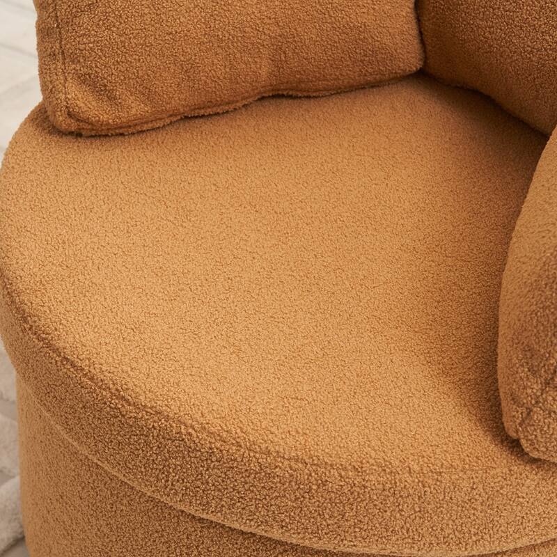 Teddy Fabric Swivel Storage Chair With Back Cushion