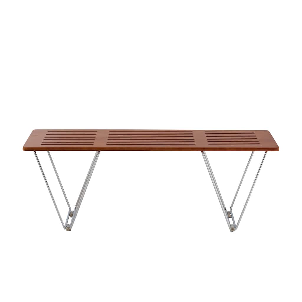 Pasargad Home Fuji Bench, Brown/Silver - W47.2"xD15.4"xH16.5"