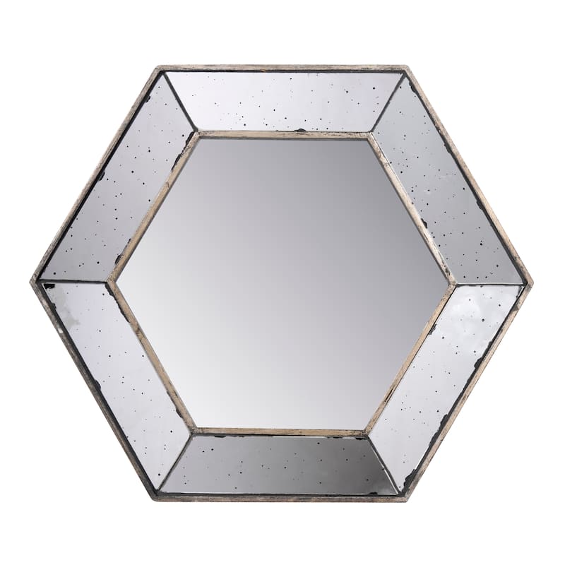 Hexagon Wall Mirror with Traditional Silver Finish - Silver