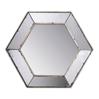 Hexagon Wall Mirror with Traditional Silver Finish