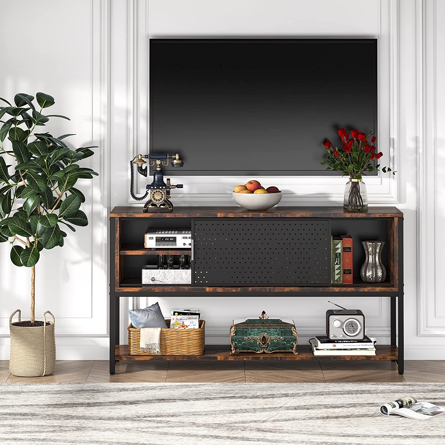 Tribesigns Rustic Console Sofa Table with Drawers Versatile Accent TV Stand 