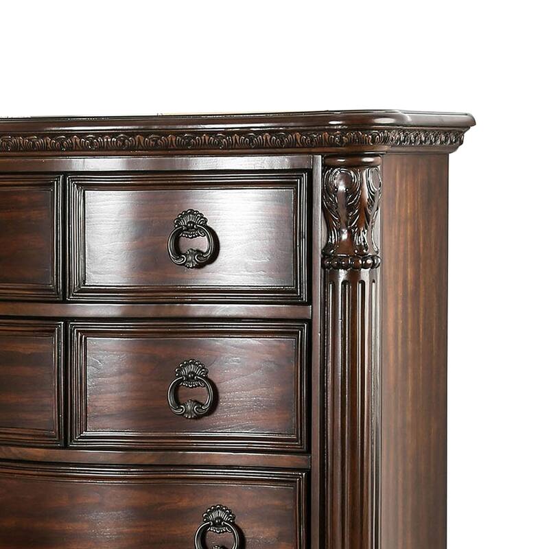 Transitional Wood Chest With Antique Drawer Pulls, Brown