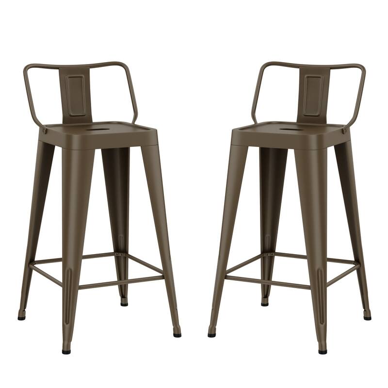 Metal Counter & Bar Stools Set of 4, 26" and 30" Seat Height Barstools with Metal Frame and Low Back for Kitchen lsland