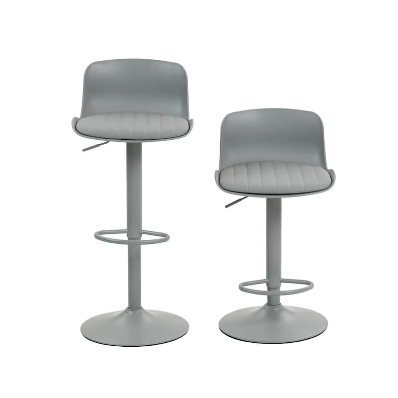 Bar Stools Set of 2 - Modern PU Leather Counter Height Barstools with Back, Height Adjustable Swivel Kitchen Island Chairs