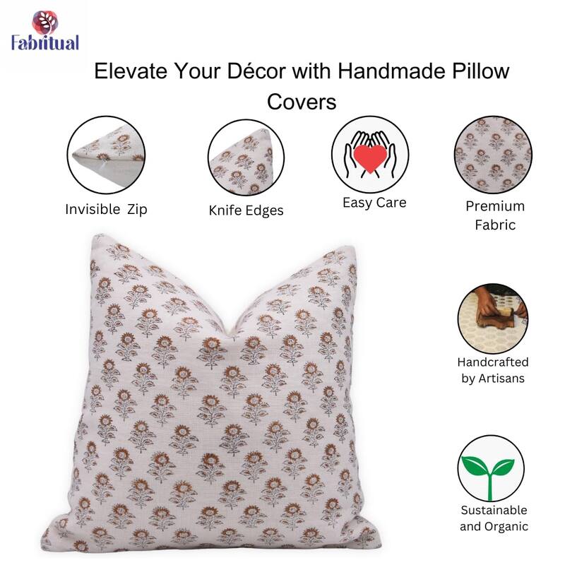 Fabdivine Handmade Linen Mustard Hidden Zipper Pillow or Cushion Cover