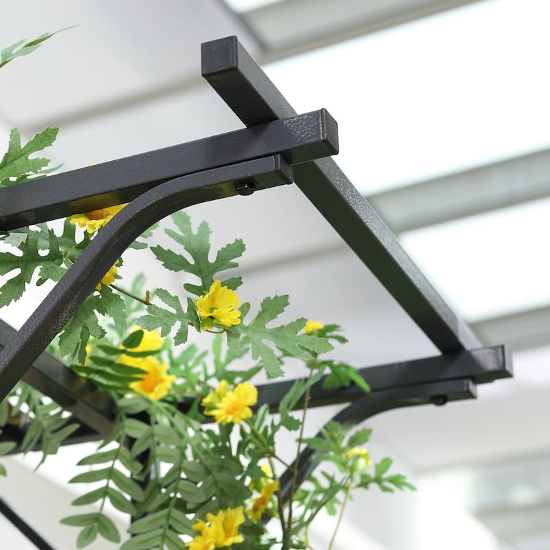 Outsunny 82” Decorative Metal Garden Trellis Arch with Durable Steel Tubing & Elegant Scrollwork, Perfect for Weddings