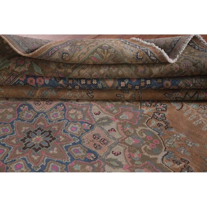 Hand Knotted Oriental 100% Wool Carpet Traditional Floral Oranges & Rust Mashad Area Rug - 12' 5'' X 9' 9''