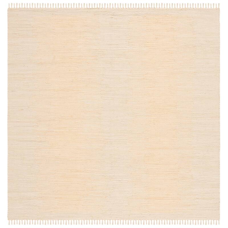SAFAVIEH Handmade Flatweave Montauk Darcy Casual Cotton Rug - 6' Square - Ivory