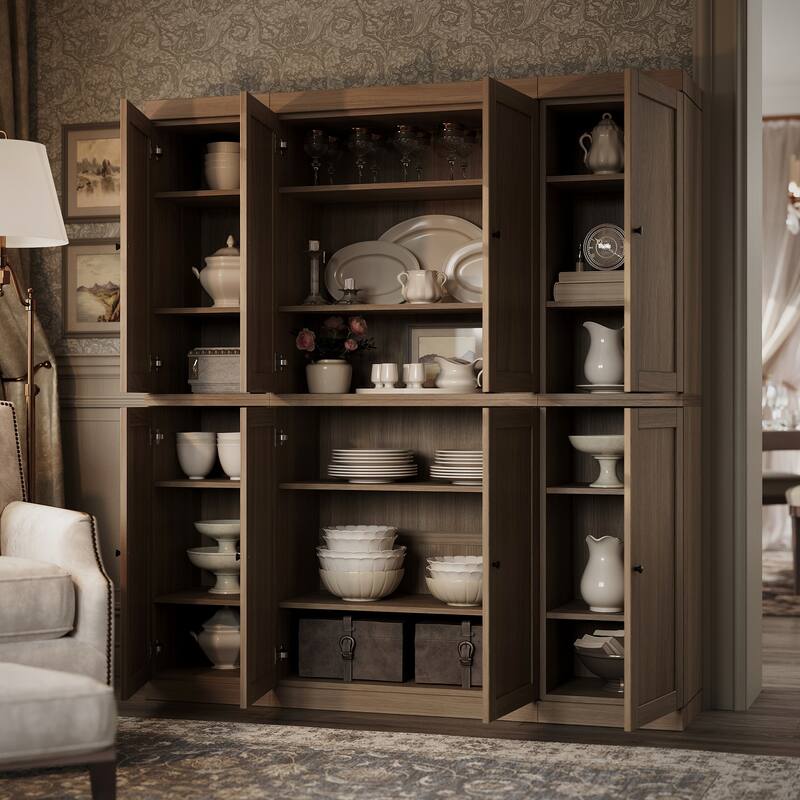 Palace Imports Premium 100% Solid European Oak Hardwood Modular Dining Room Cabinet with Shaker Doors - 64" Wide, 71.5" Tall