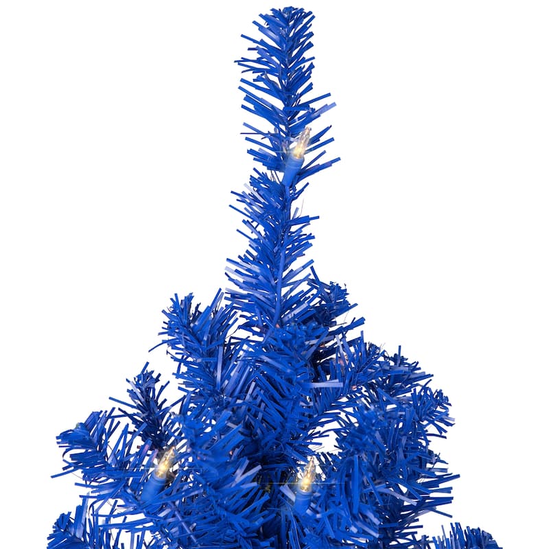 Pre-Lit Medium Pine Artificial Christmas Tree - 6' - Royal Blue - Clear Lights - 6 Foot